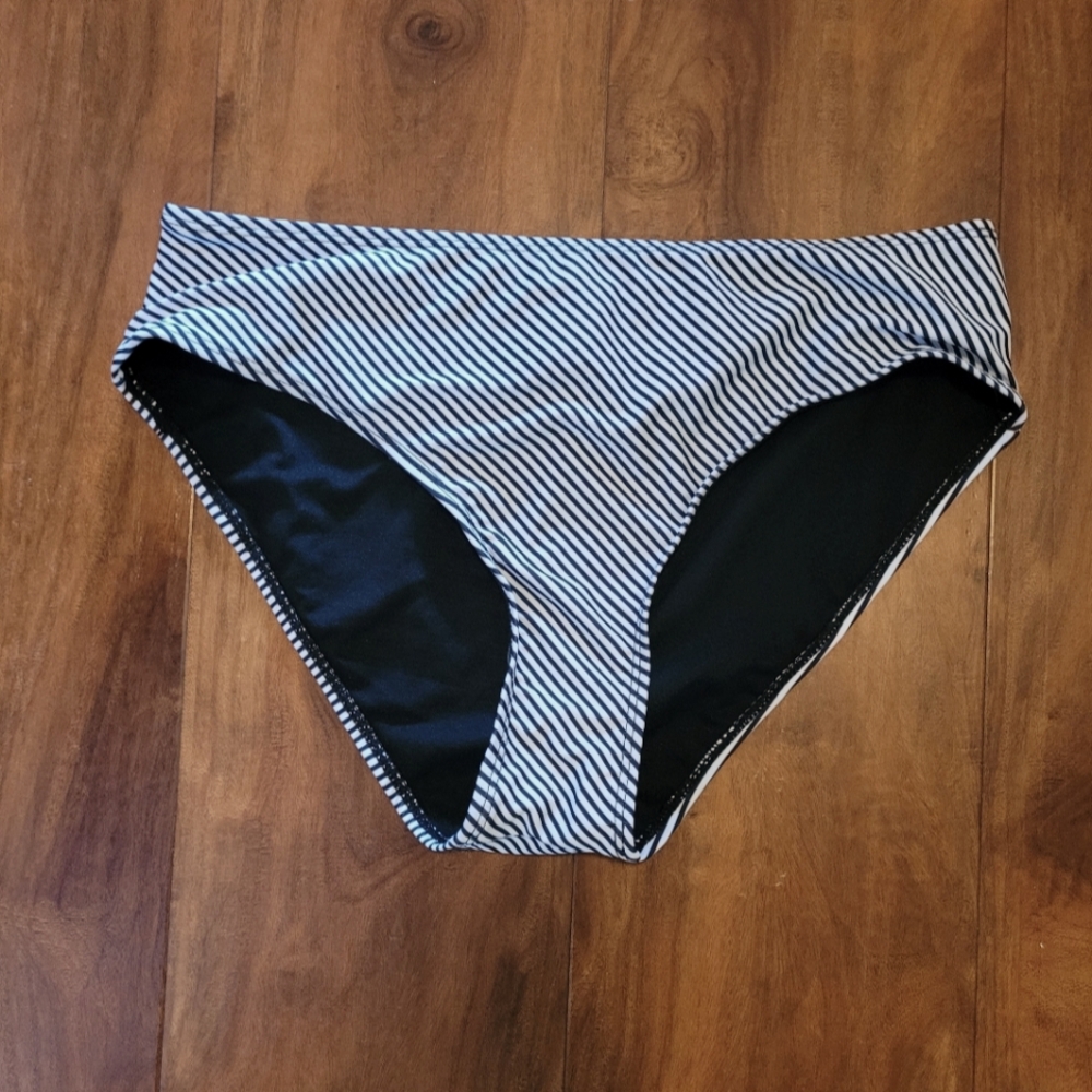 Striped Black and White Women's Swim Bottom